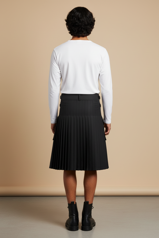 Jupe Homme Noire Plissée