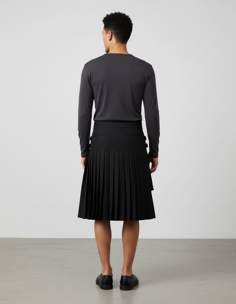 Jupe Homme Noir Plissée