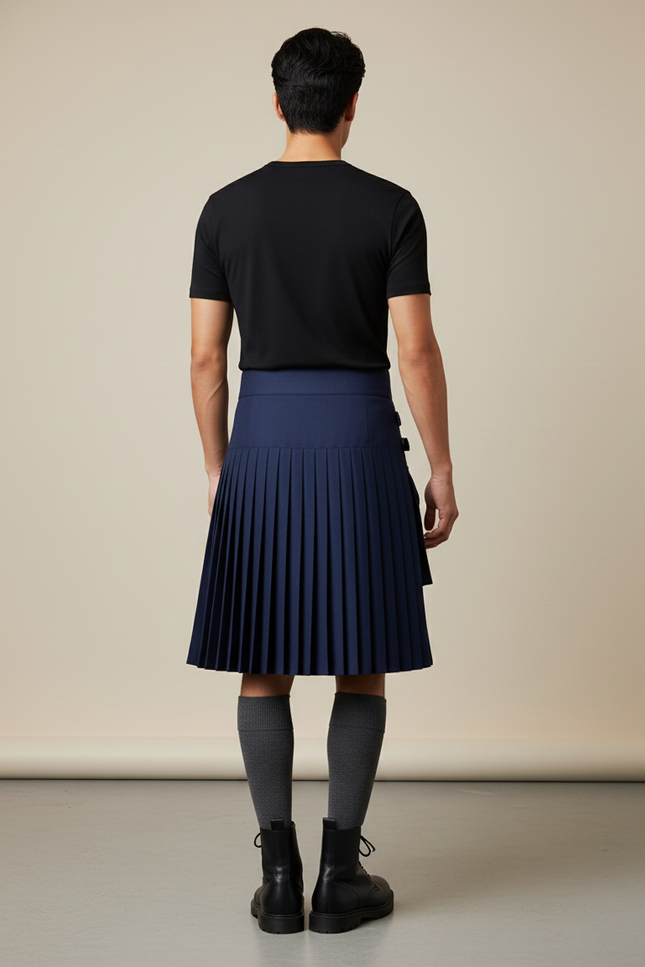 Jupe Homme Bleu Marine Plissée