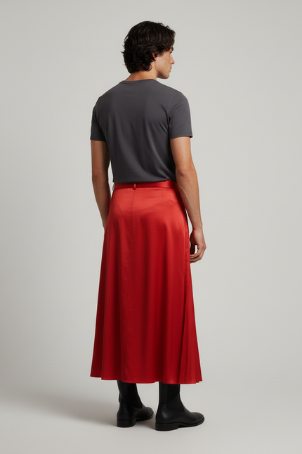 Jupe Homme Rouge Déstructurée Plissée