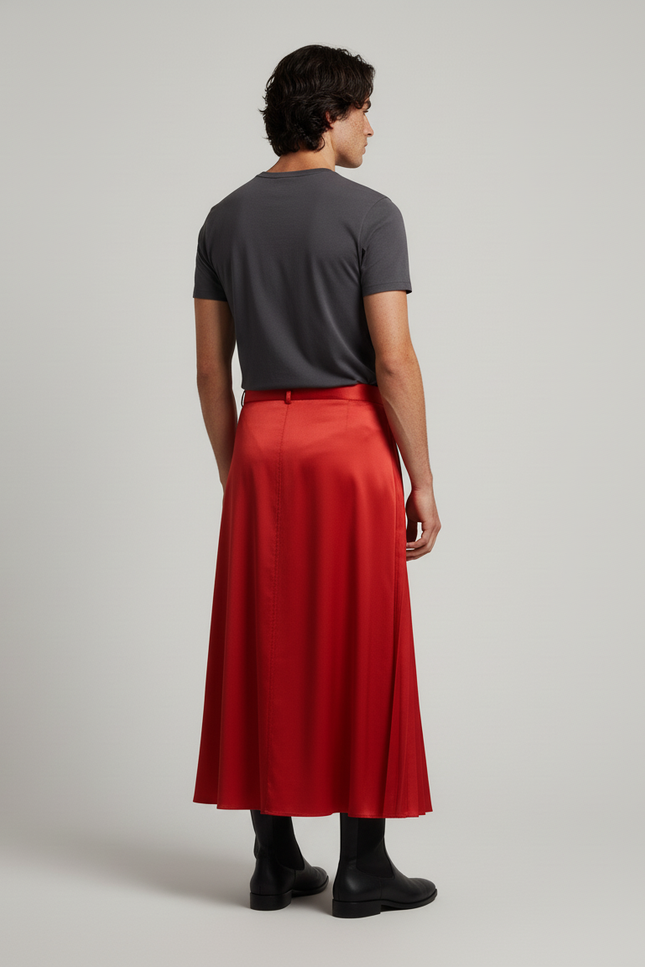 Jupe Homme Rouge Déstructurée Plissée