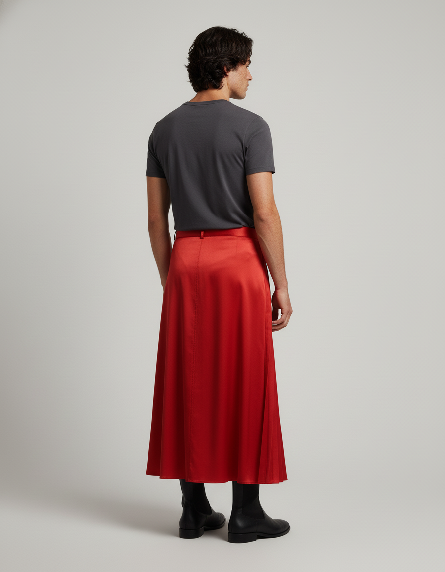 Jupe Homme Rouge Déstructurée Plissée