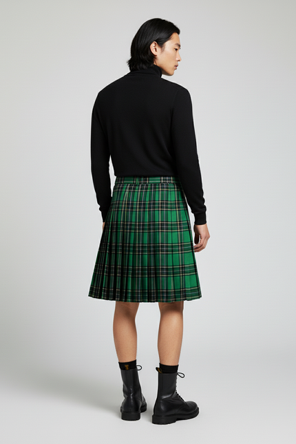 Jupe Homme Verte Écossaise Plissée Originale