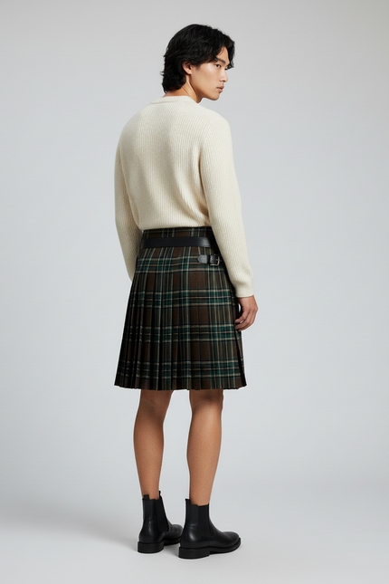 Jupe Homme Écossaise Plissée Chic Élégante