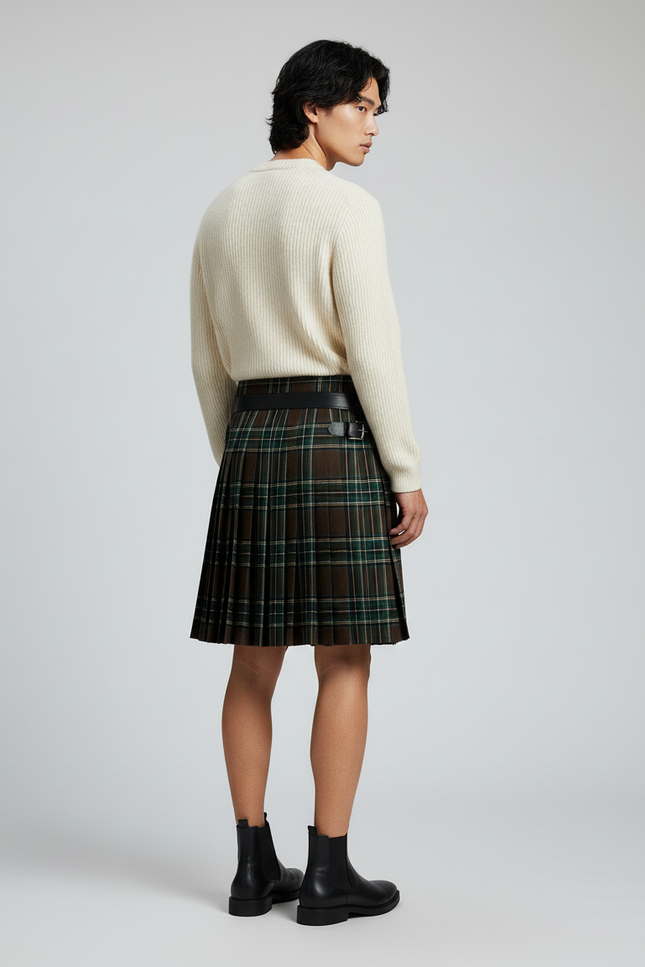 Jupe Homme Écossaise Plissée Chic Élégante