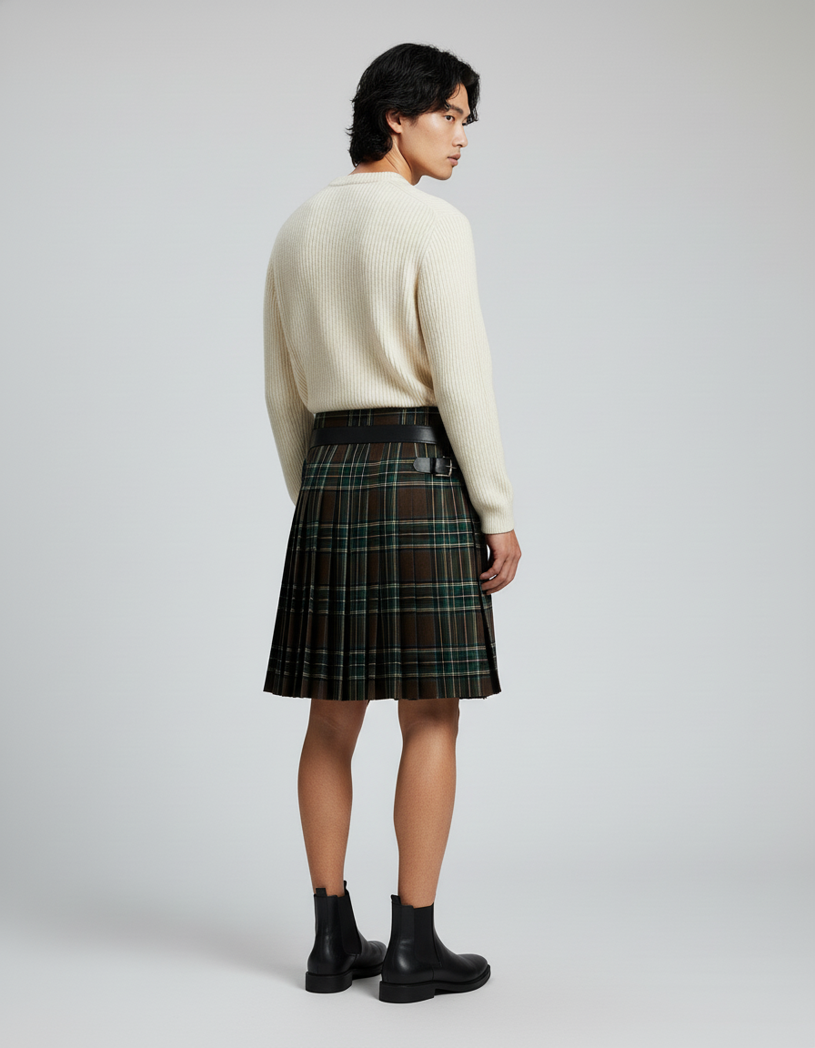 Jupe Homme Écossaise Plissée Chic Élégante