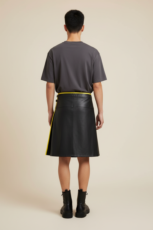 Jupe Homme Cuir Asymétrique Décontractée