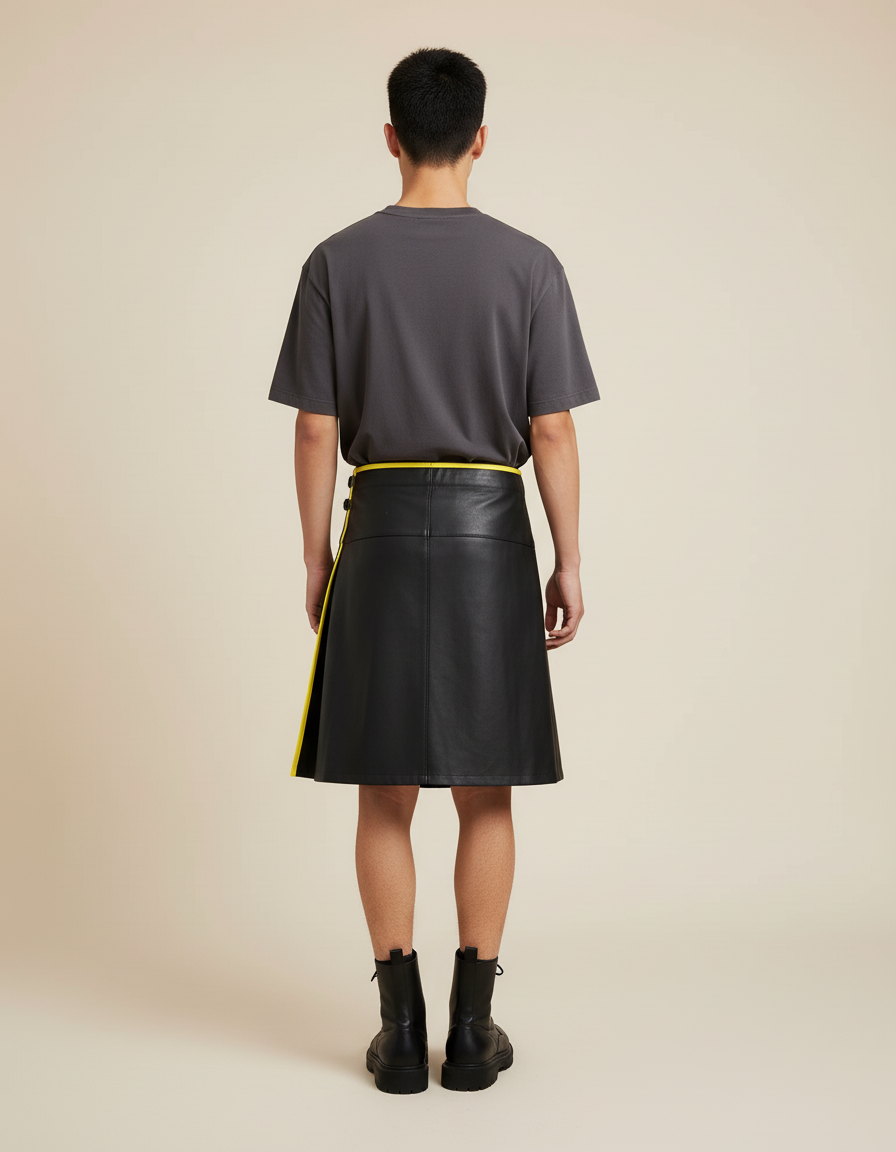 Jupe Homme Cuir Asymétrique Décontractée