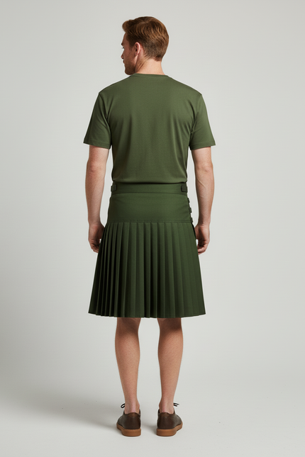 Jupe Homme Verte Kaki Plissée Décontractée