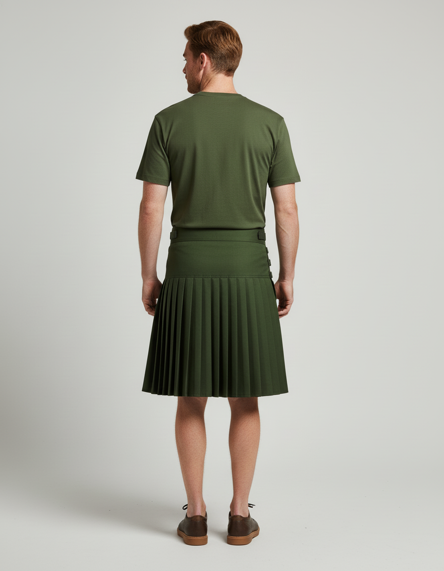 Jupe Homme Verte Kaki Plissée Décontractée