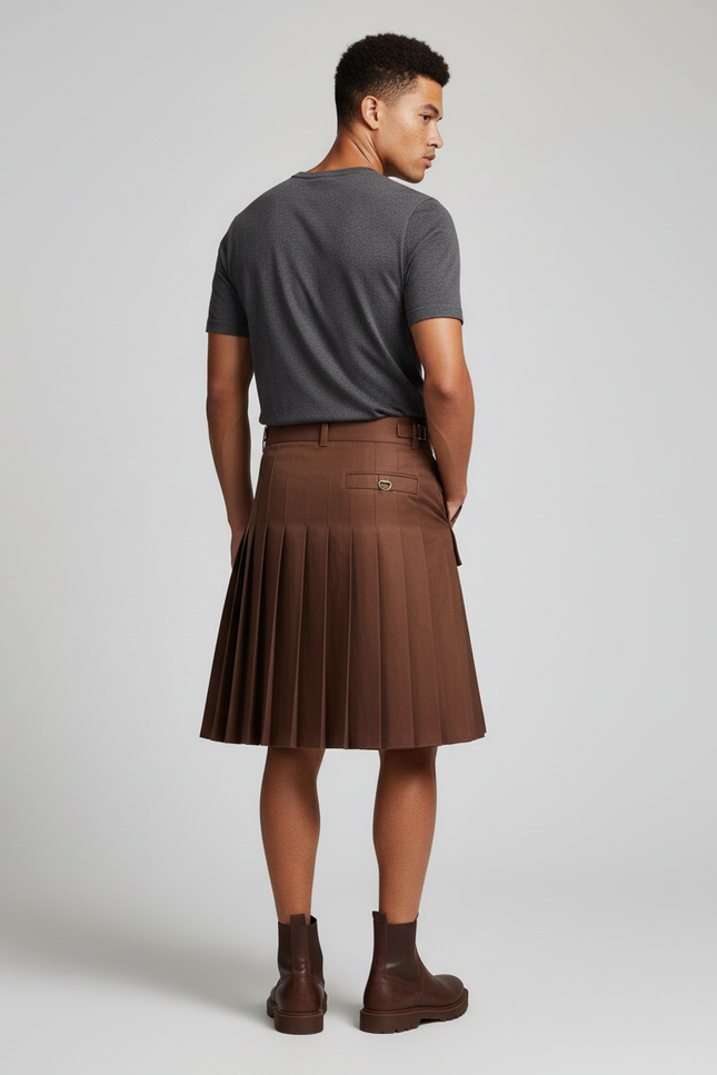 Jupe Homme Marron Utilitaire Plissée