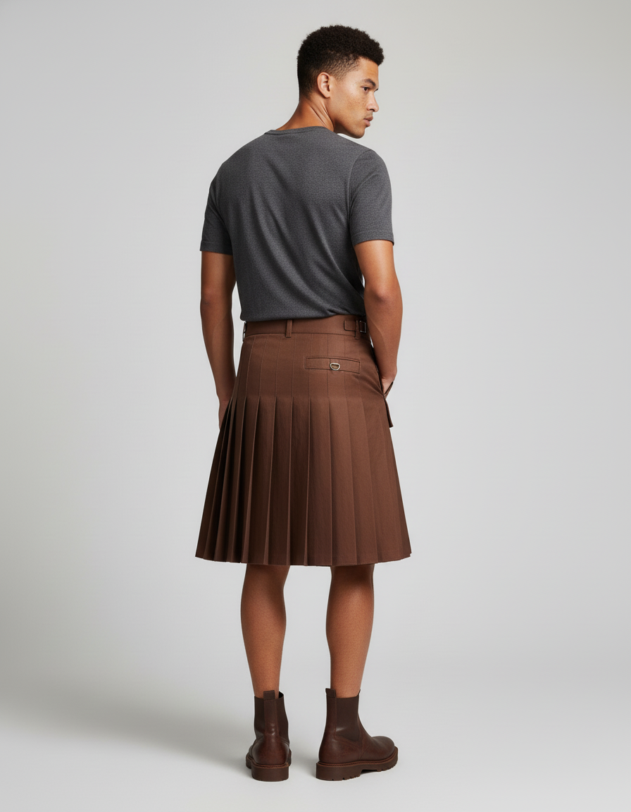 Jupe Homme Marron Utilitaire Plissée