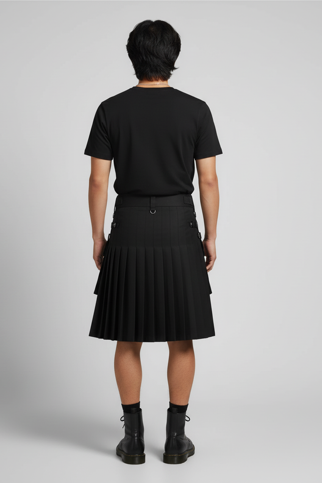 Jupe Homme Noire Plissée Décontractée Légère