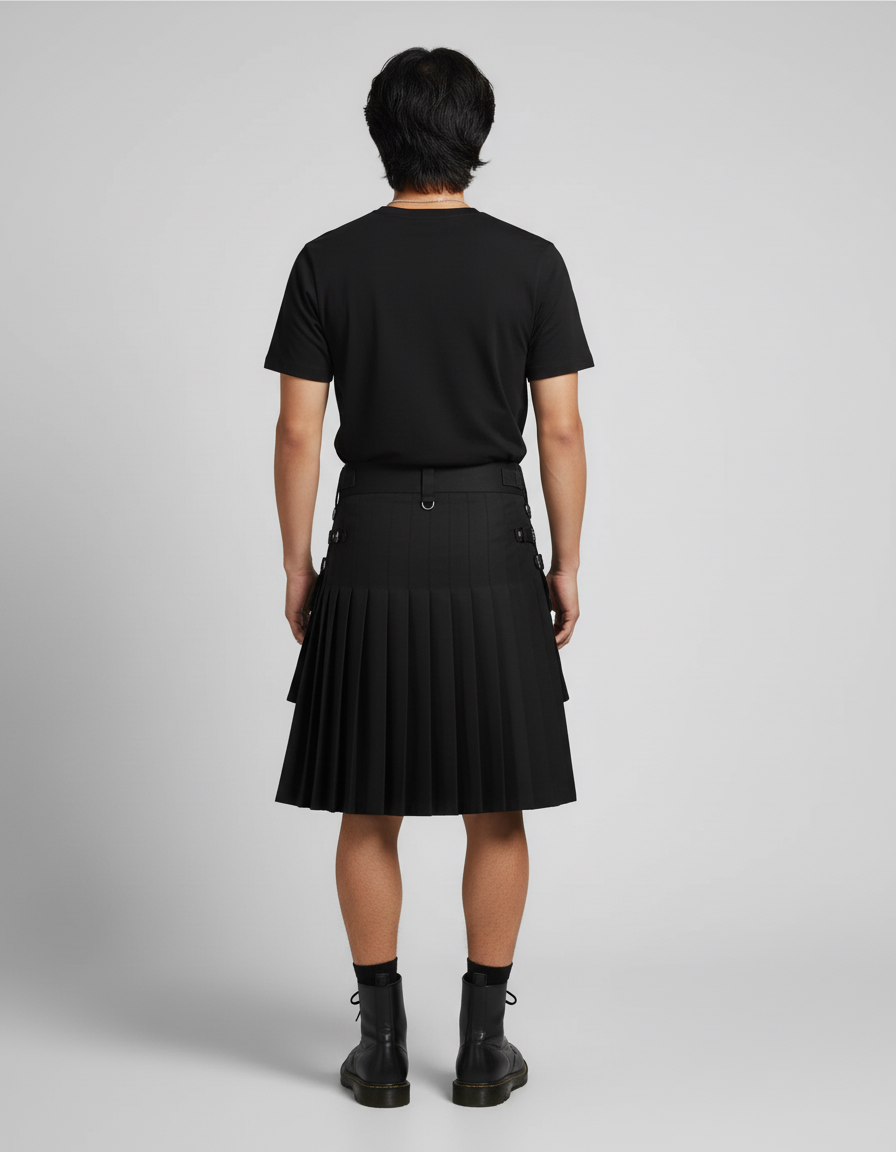 Jupe Homme Noire Plissée Décontractée Légère