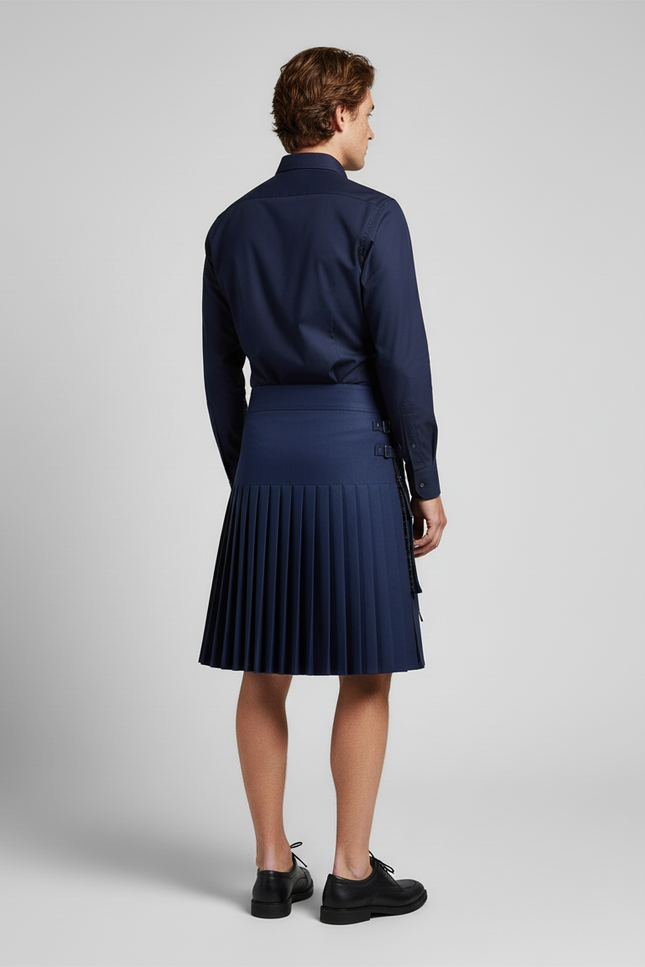 Jupe Homme Bleu Marine Plissée Courte