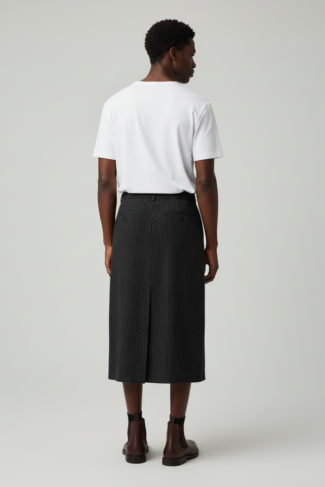 Jupe Homme Rayée Plissée Décontractée