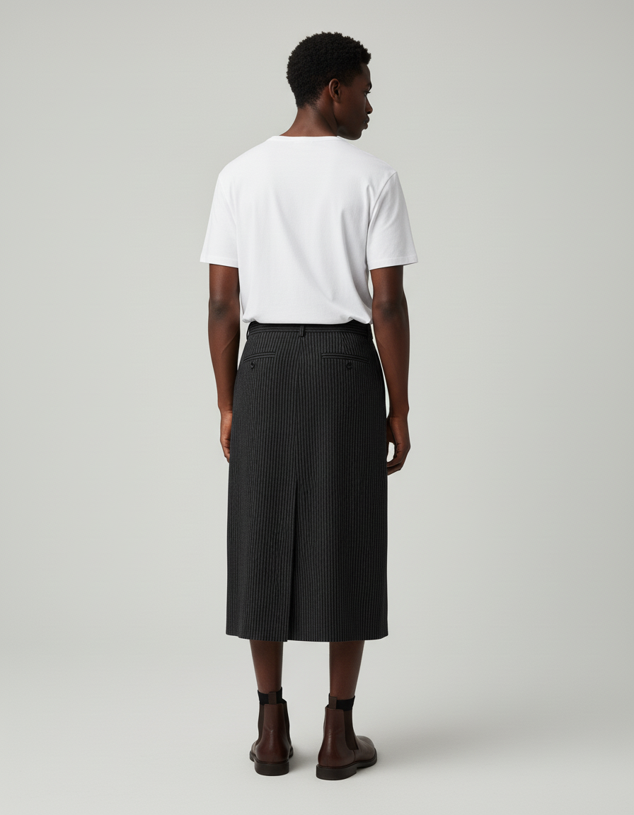 Jupe Homme Rayée Plissée Décontractée
