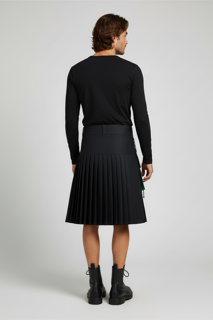 Jupe Homme Noire Et Verte Plissée Décontractée