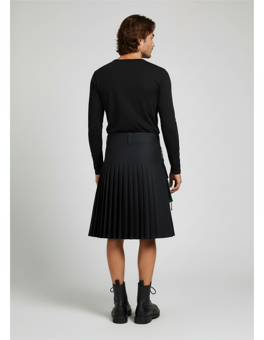 Jupe Homme Noire Et Verte Plissée Décontractée