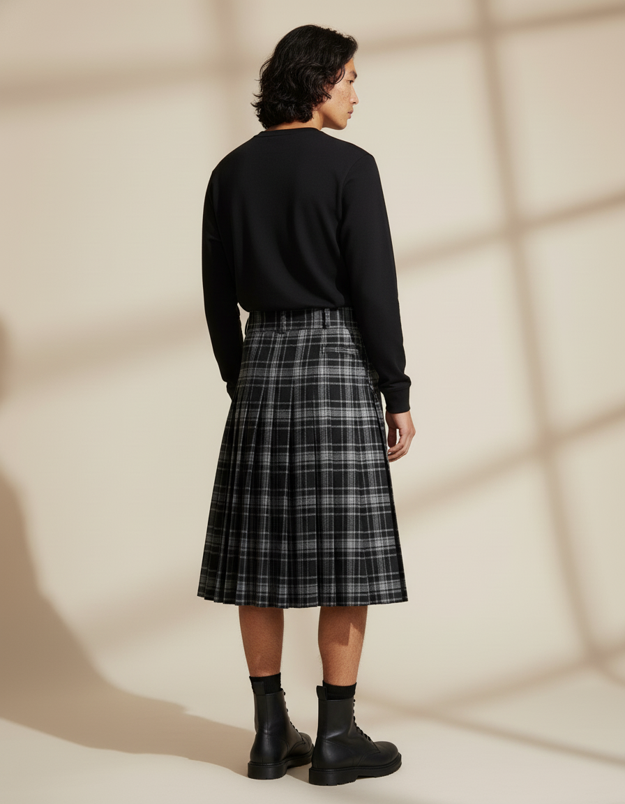 Jupe Homme Écossaise Plissée Décontractée Simple