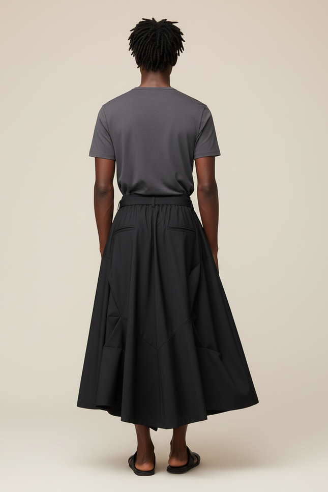 Jupe Homme Noire Plissée Fluide