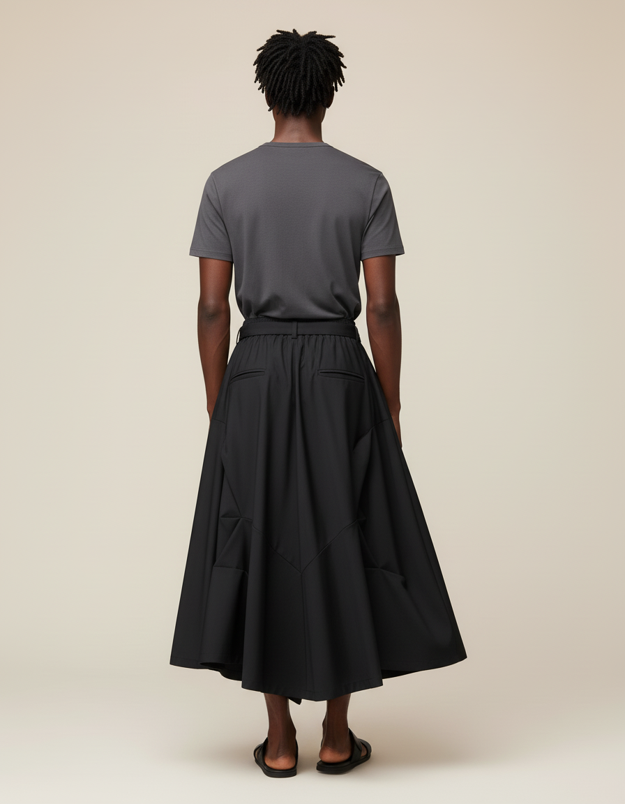 Jupe Homme Noire Plissée Fluide
