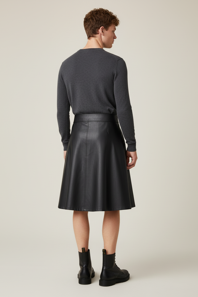 Jupe Homme Plissée Cuir Chic