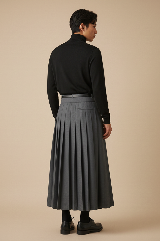 Jupe Homme Grise Plissée Chic