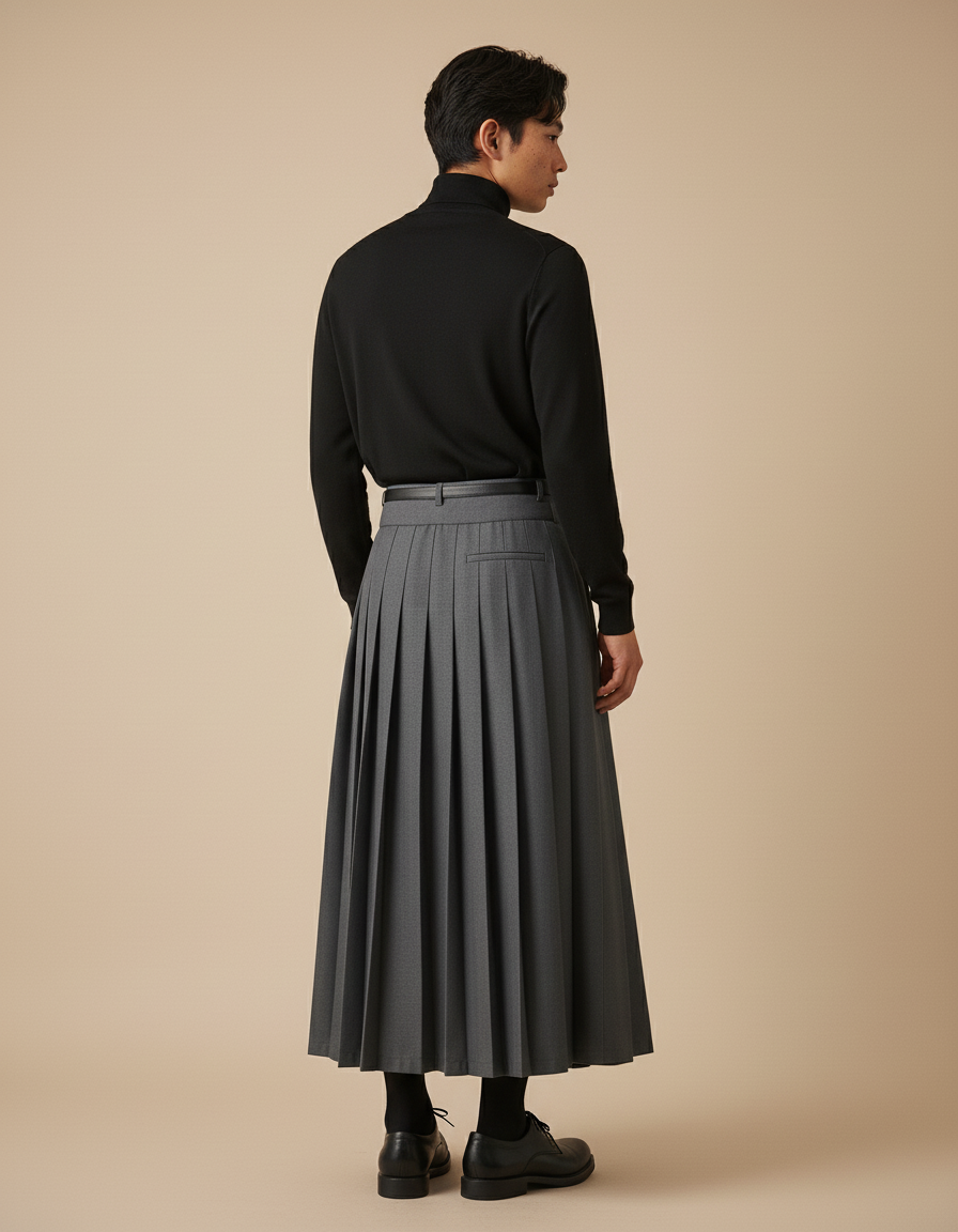 Jupe Homme Grise Plissée Chic