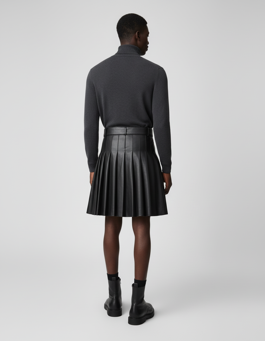 Jupe Homme Cuir Plissée Chic