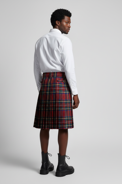 Jupe Homme Tartan Plissée Élégante Noble