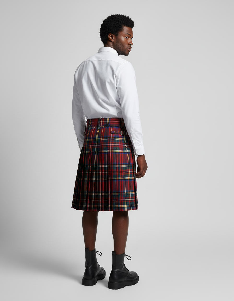 Jupe Homme Tartan Plissée Élégante Noble