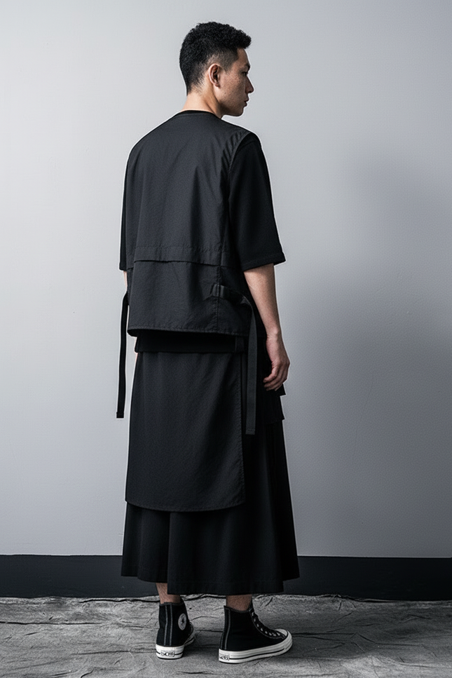 Jupe Homme Noire Irrégulière Décontractée