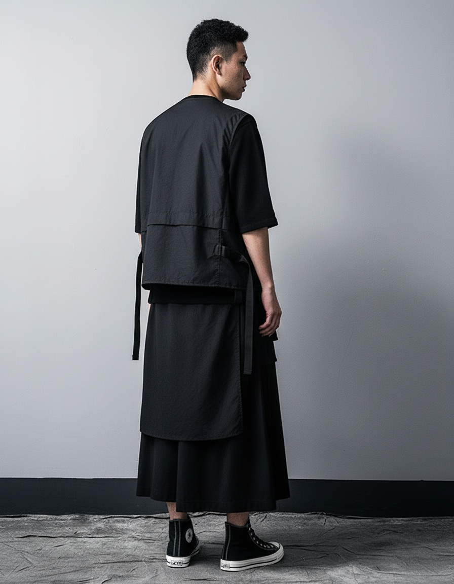 Jupe Homme Noire Irrégulière Décontractée