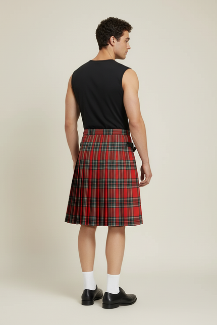 Jupe Homme Écossaise À Carreaux Plissée