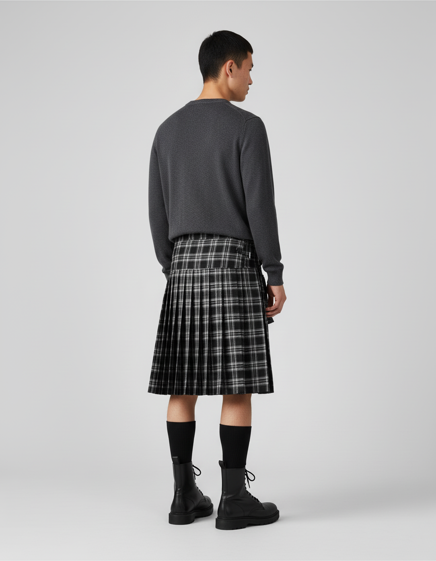 Jupe Homme Écossaise Plissée Vintage