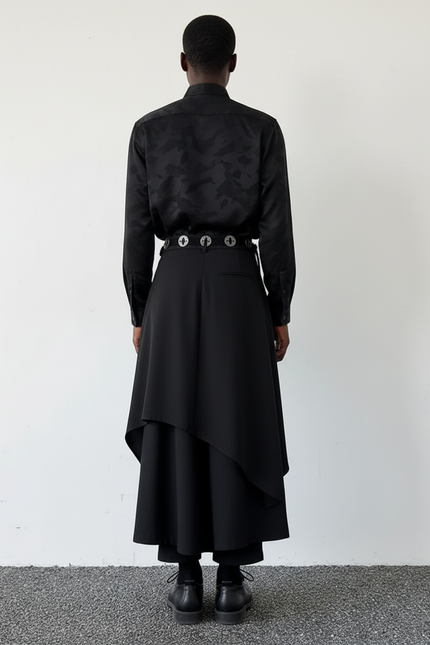 Jupe Homme Noire Irrégulière Fluide Dynamique