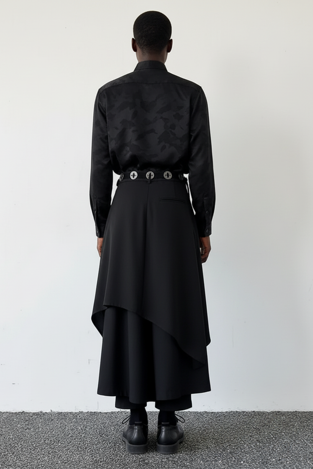 Jupe Homme Noire Irrégulière Fluide Dynamique