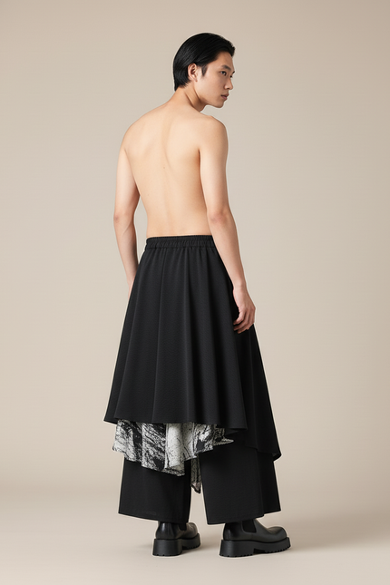 Jupe Homme Noire Motif Marbré Chic