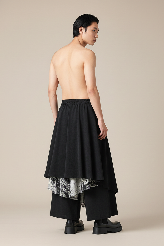 Jupe Homme Noire Motif Marbré Chic