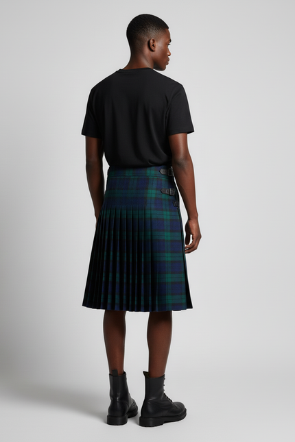 Jupe Homme Tartan Bleu Vert Plissée