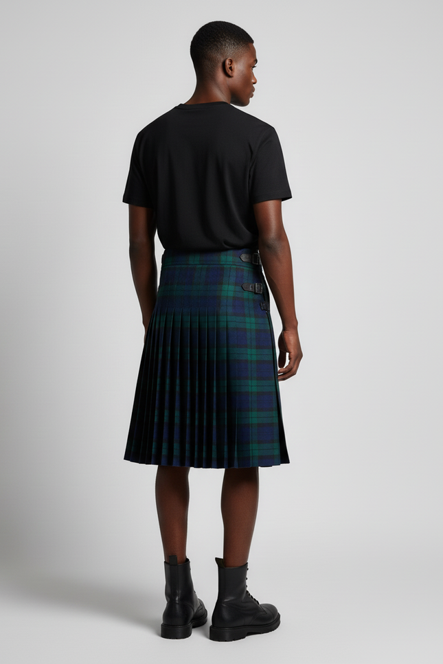 Jupe Homme Tartan Bleu Vert Plissée