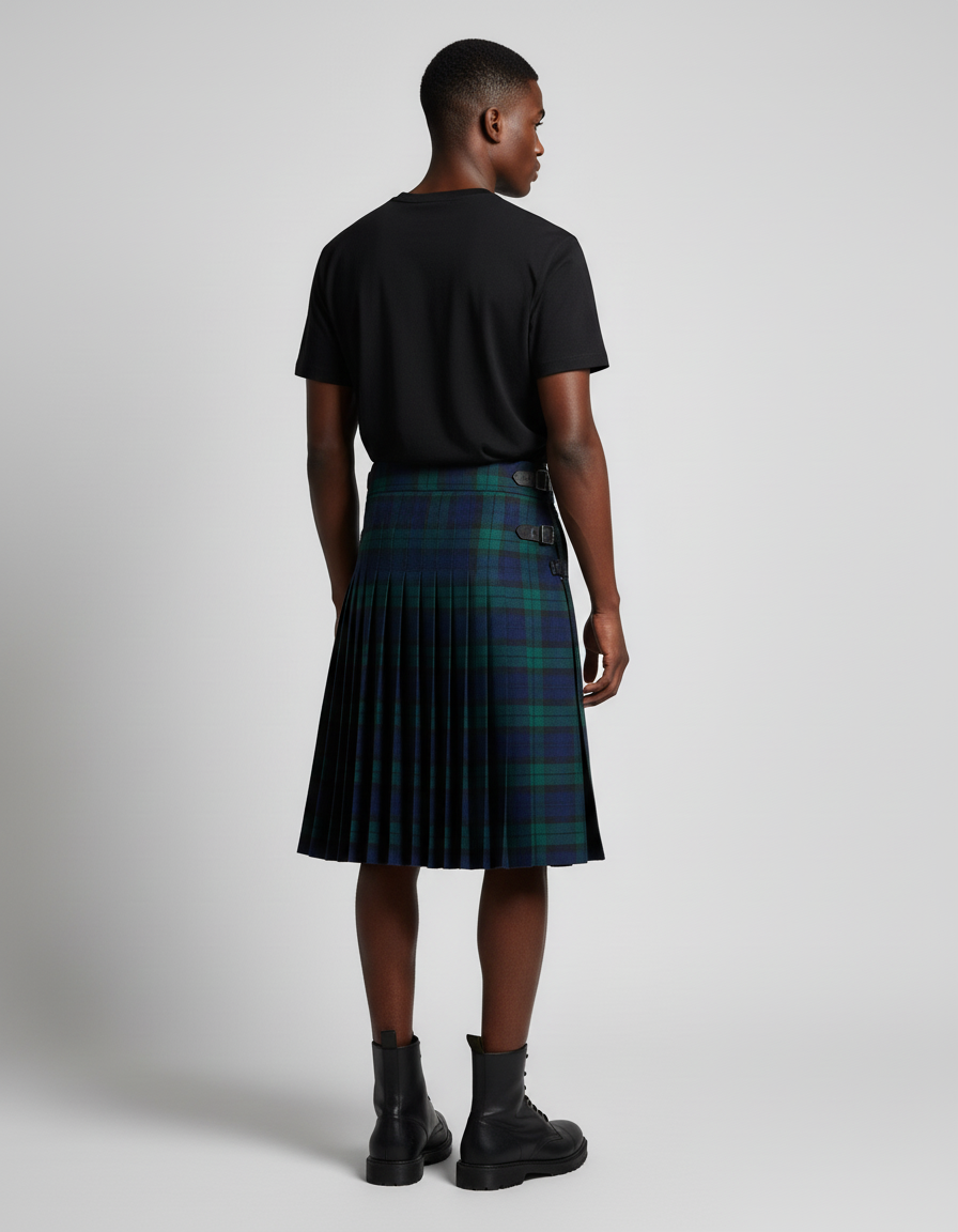 Jupe Homme Tartan Bleu Vert Plissée