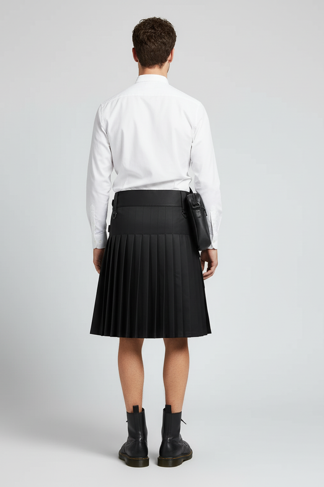 Jupe Homme Noire Plissée Élégante Sobre