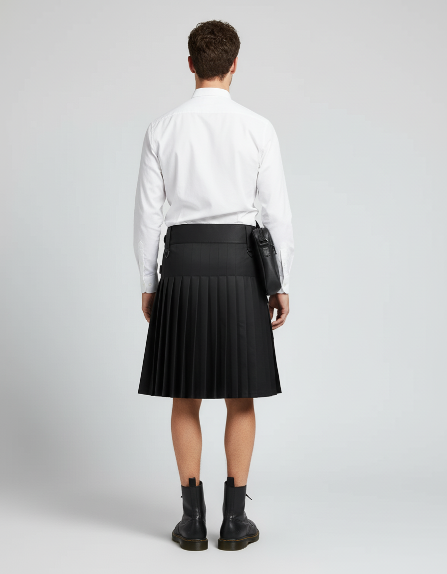 Jupe Homme Noire Plissée Élégante Sobre