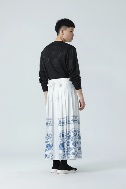 Jupe Homme Blanche Imprimée Décontractée