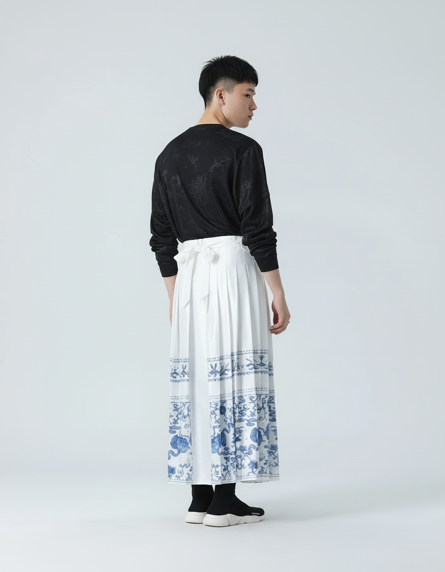 Jupe Homme Blanche Imprimée Décontractée