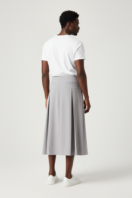 Jupe Homme Grise Plissée Fluide Souple