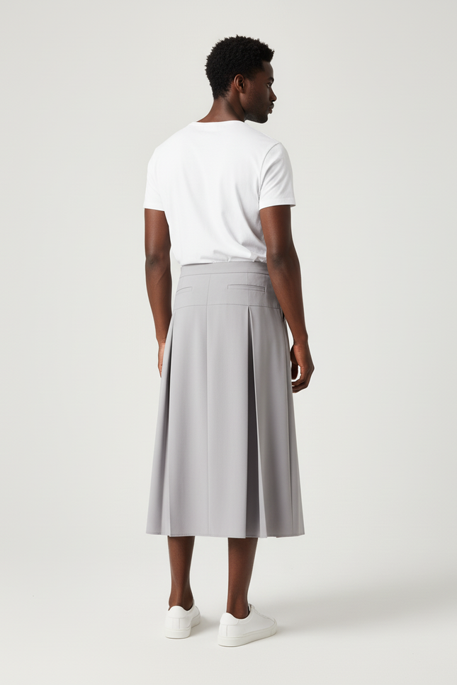 Jupe Homme Grise Plissée Fluide Souple