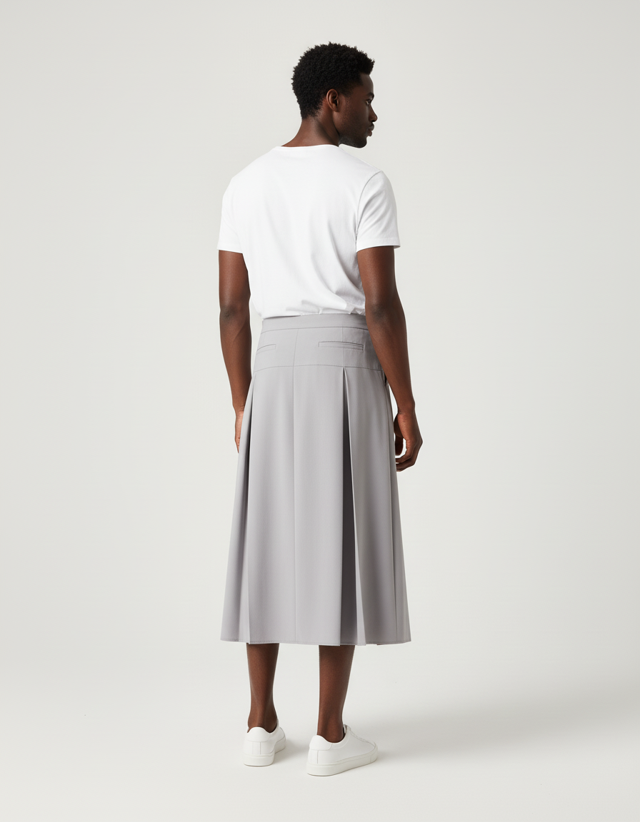 Jupe Homme Grise Plissée Fluide Souple